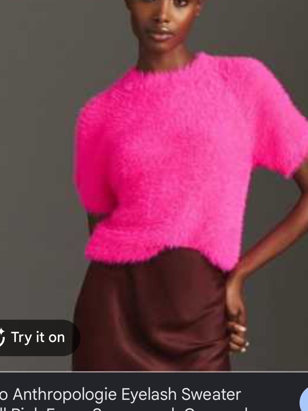 Anthropologie Hot Pink Fuzzy Scoop-Neck Crop Sweater pilcro size s